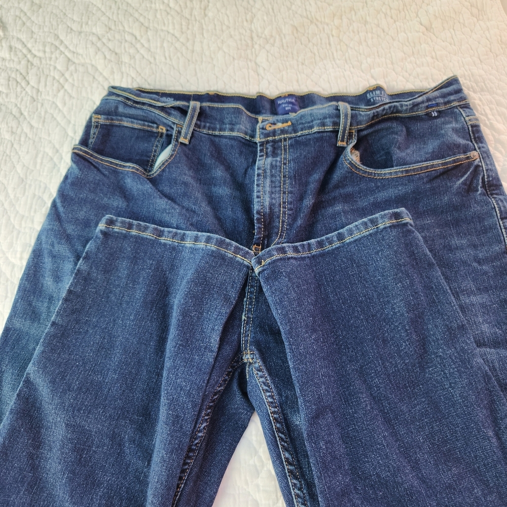 Nautica Dark Blue Slim Fit Stretch Jeans 38x32 - Picture 2 of 4